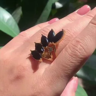 Кольцо бижутерия с фианитом, позолота 18K, фото 3
