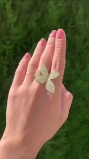 Кольцо бижутерия с фианитом, позолота 18K, фото 3