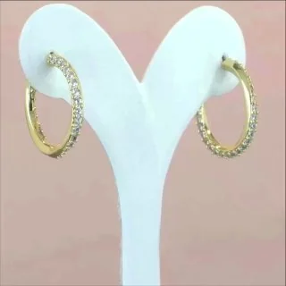 Серьги бижутерия с фианитом, позолота 18K желтого цвета, фото 3