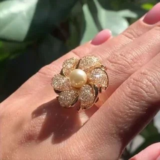 Кольцо бижутерия с кристаллом, позолота 18K, фото 3