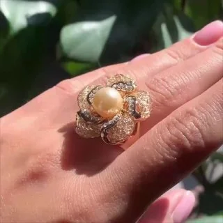 Кольцо бижутерия с кристаллом, позолота 18K, фото 3