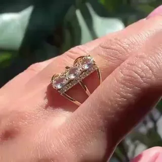 Кольцо бижутерия с фианитом, позолота 18K желтого цвета, фото 3