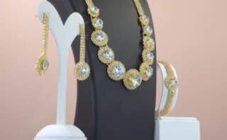 Набор бижутерия с кристаллом, позолота 18K желтого цвета, фото 2