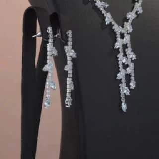 Набор бижутерия с кристаллом, позолота белым золотом 18К, фото 2