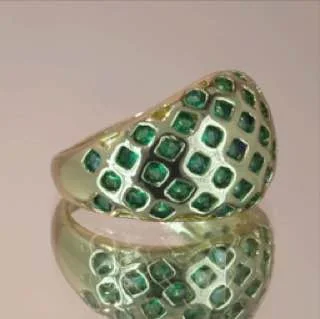 Кольцо бижутерия с фианитом, позолота 18K, фото 3