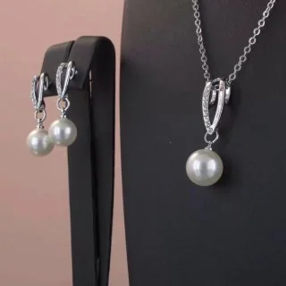 Komplekt bijuteriya Oq tilla yugurtirilgan 18 karat Yasama Marvarid, rasm 2