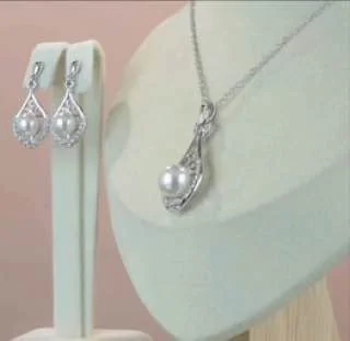 Набор бижутерия с кристаллами, позолота 18K белого цвета, фото 2