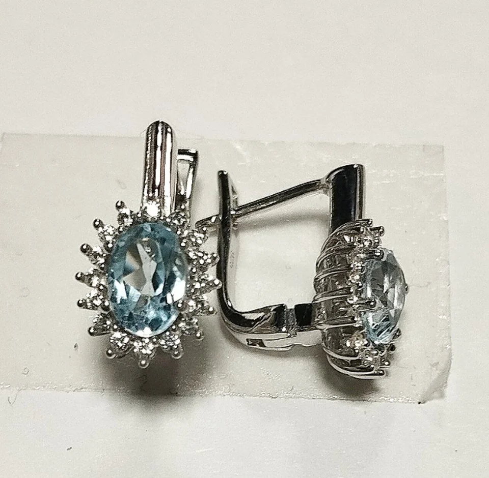 Zirak Kumush 925 Topaz Skay Blu Fianit, rasm 1
