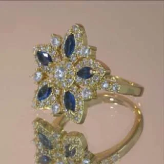 Кольцо бижутерия с кристаллом, позолота 18K желтого цвета, фото 3