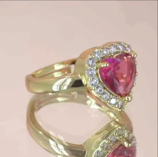 Кольцо бижутерия с кристаллом, позолота 18K желтого цвета, фото 3