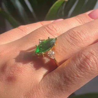 Uzuk bijuteriya Sariq tilla yugurtirilgan 18 karat Fianit, rasm 3