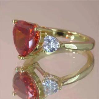 Кольцо бижутерия с фианитом, позолота 18K, фото 3
