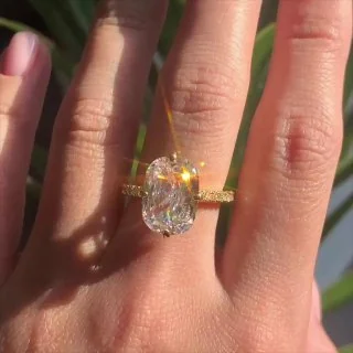 Кольцо бижутерия с фианитом, позолота 18K желтое, фото 3