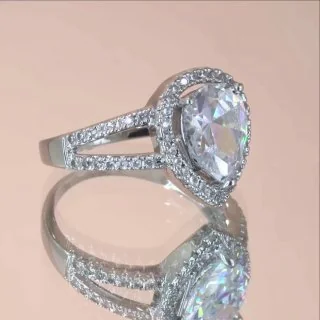 Кольцо бижутерия с фианитом, позолота 18k белое, фото 3