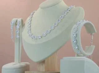 Набор бижутерия с кристаллом, позолота 18K белого цвета, фото 2