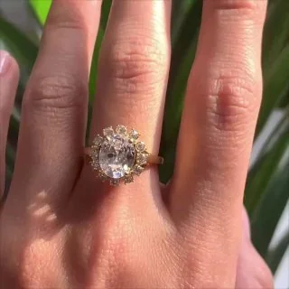 Кольцо бижутерия с фианитом, позолота 18K, фото 3