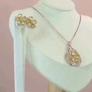 Набор бижутерия с фианитом, позолота 18K розового цвета, фото 2