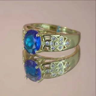 Кольцо бижутерия с фианитом, позолота 18K, фото 3