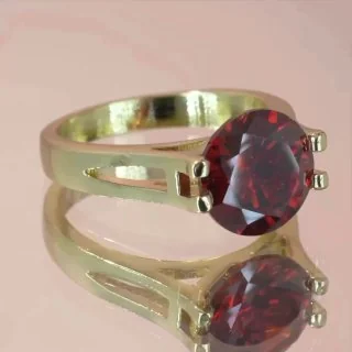 Кольцо бижутерия с фианитом, позолота 18K, фото 3