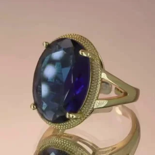 Кольцо бижутерия с кристаллом, позолота 18K, фото 3