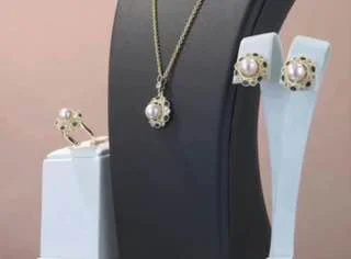 Komplekt bijuteriya tilla yugurtirilgan 14 karat Fianit va Yasama Marvarid