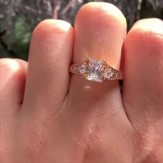 Кольцо бижутерия с кристаллом, позолота 18K, фото 3