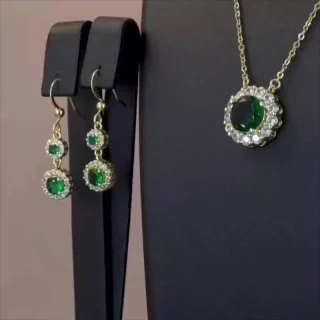 Набор бижутерия фианит и кристалл позолота 18K желтое золото, фото 2