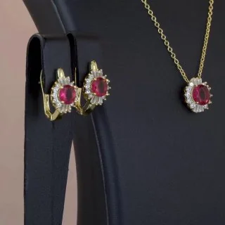 Komplekt bijuteriya 18 karat Sariq tilla yugurtirilgan Kristall, rasm 2