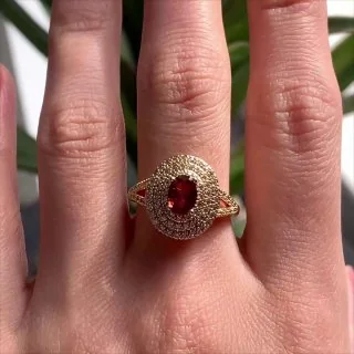 Кольцо бижутерия с фианитом, позолота 18K желтого цвета, фото 3