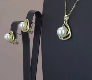 Комплект бижутерия с кристаллом, позолота 18K желтого цвета, фото 2