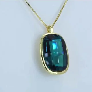 Кулон бижутерия с кристаллом, позолота 18K желтого цвета, фото 3