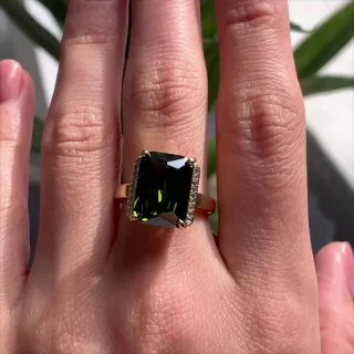 Uzuk bijuteriya 18 karat Sariq tilla yugurtirilgan Fianit, rasm 3
