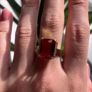 Uzuk bijuteriya 18 karat Sariq tilla yugurtirilgan Fianit, rasm 3