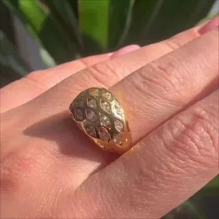 Кольцо бижутерия с фианитом, позолота 18K, фото 3