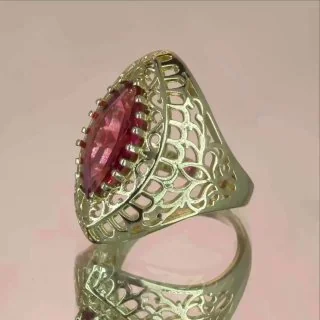 Кольцо бижутерия кристалл позолота 18K желтое, фото 3