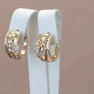 Серьги бижутерия с фианитом, позолота 18 карат, фото 3