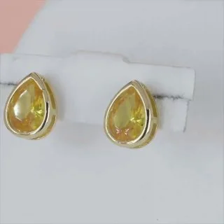 Серьги бижутерия с фианитом, позолота 750 пробы, фото 3