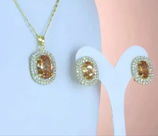 Komplekt bijuteriya 750 proba, sariq tilla yugurtirilgan, Kristall, rasm 3