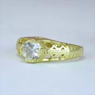Кольцо бижутерия позолота 750 пробы, фианит, фото 3