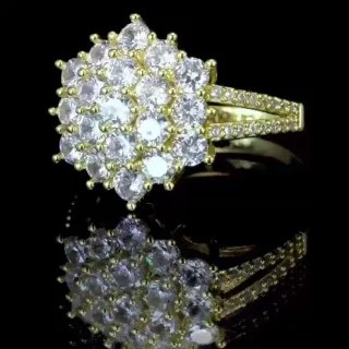 Кольцо бижутерия позолота 750 пробы, фианит, фото 3
