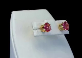 Серьги бижутерия с фианитом, позолота 750 пробы, фото 3