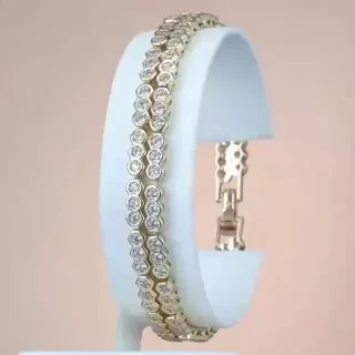 Браслет бижутерия с фианитом, позолота 18K, фото 3