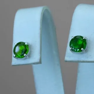 Серьги из серебра 925 с хромдиопсидом, фото 3