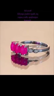 Uzuk Kumush 925 Efiopiya Pushti Opal Topazi Oq, rasm 3