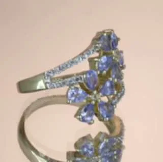 Uzuk Kumush 925 Tanzanit Oq Topaz (tilla yugurtirilgan), rasm 3