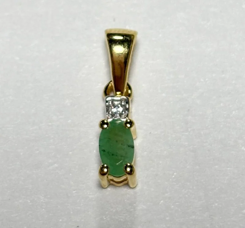 Подвеска Серебро 925 Эфиопский изумруд Белый циркон, фото 1