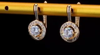 Серьги желтая позолота 18 карат, бижутерия, фото 14