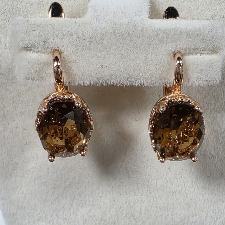Серьги розовая позолота 18 карат, бижутерия, фото 1
