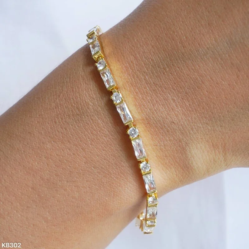 Браслет бижутерия с фианитом, позолота 18K, фото 4