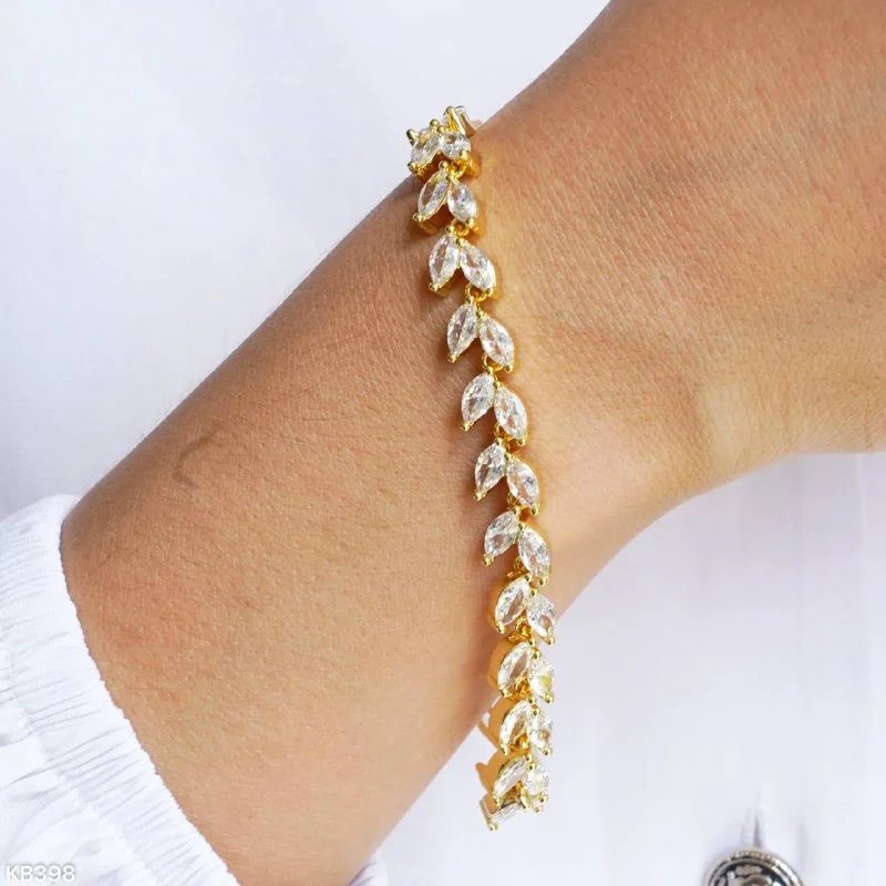Браслет бижутерия фианит позолота 18K желтое золото, фото 4